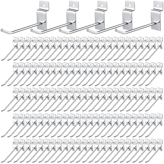 Moxweyeni 100 Pcs Heavy Duty Slatwall Panel Hooks Hanging Metal Slat Wall by Moxweyeni