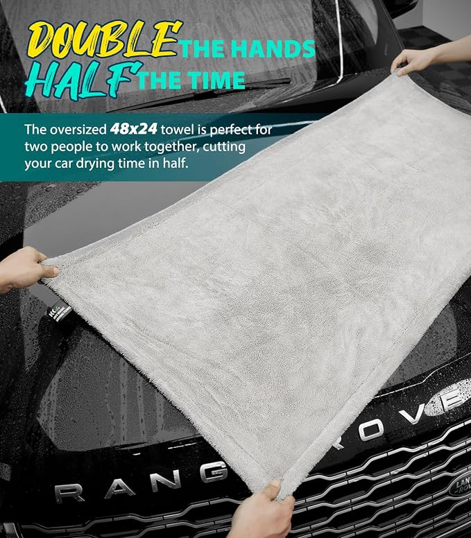 KKV Full-Sized SUV Drying Towel, 48”x24” Dual Sided Microfiber Car Cleaning - Image 6