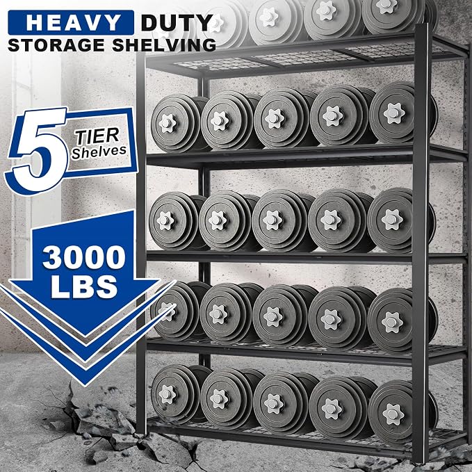 BILT HARD 48" W Garage Shelving 3000 LBS, 5-Tier Industrial Heavy Duty Storage - Image 3