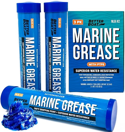3PK Mini Marine Grease Tube, 3 Oz Cartridge, Waterproof High Temp Wheel Bearing by BetterBoat
