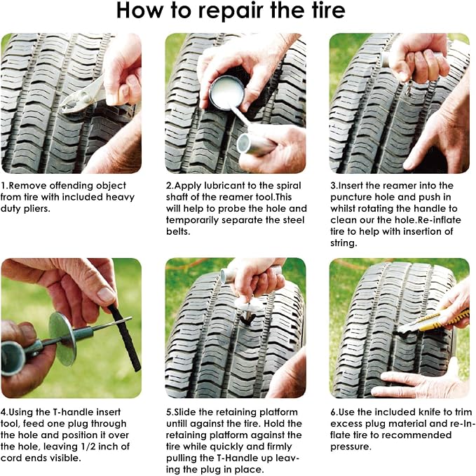 Tyre Repair Kit, Universal Repair Tool Kit to Fix Punctures and Plug Flats Tire - Image 4
