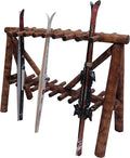 21-Place Freestanding Log Ski Rack Holder, Indoor & Outdoor Snowboard Racks by LogKayakRack