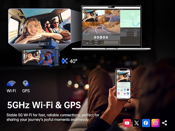 Pelsee P2 Trio 4K Dash Cam Front and Rear Inside WiFi, 64GB Card, - Image 3