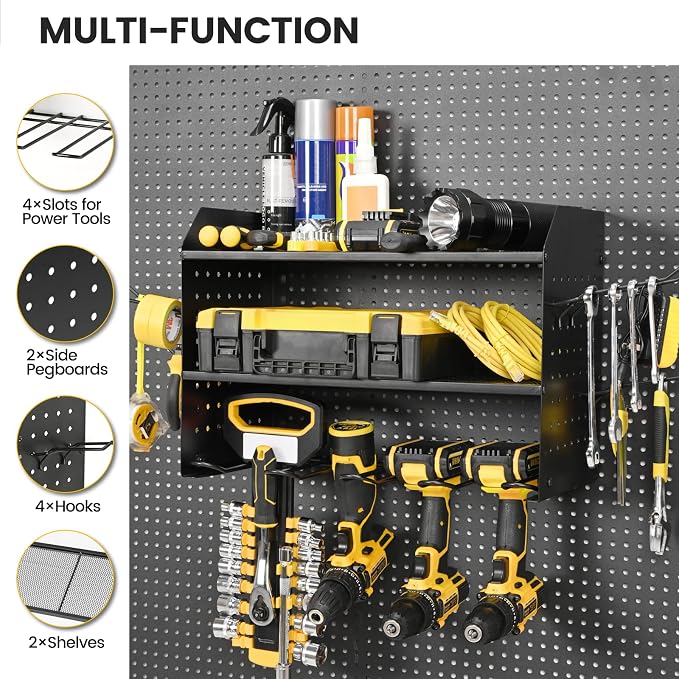 TRZZ Power Tool Organizer Wall Mount, 3-Layer Drill Holder - Image 2