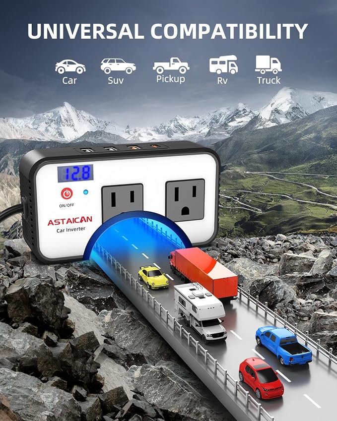200W Car Power Inverter, DC 12V to 110V AC Car Plug Adapter - Image 8