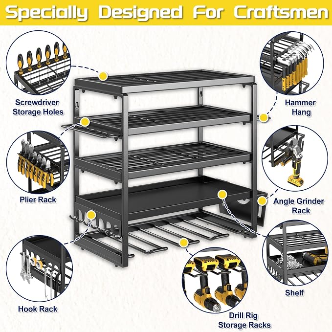 Power Tool Organizer, 5 Layer Drill Holders Wall Mount, Heavy Duty Metal - Image 4