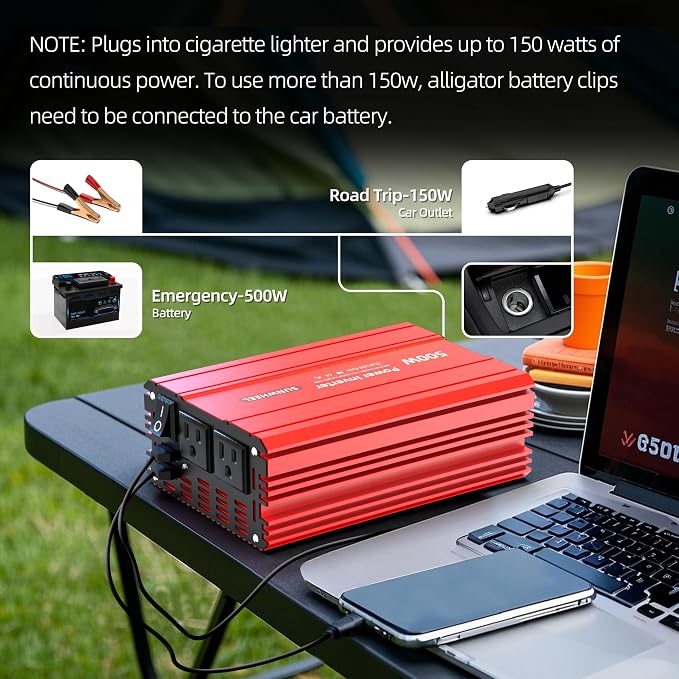 SUNWHEEL 500W Power Inverter DC 12V to 110V AC Car Inverter - Image 7