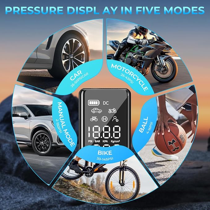 AGPTEK Tire Inflator Portable Air Compressor-150PSI & 5000mAh Tire Pressure - Image 8