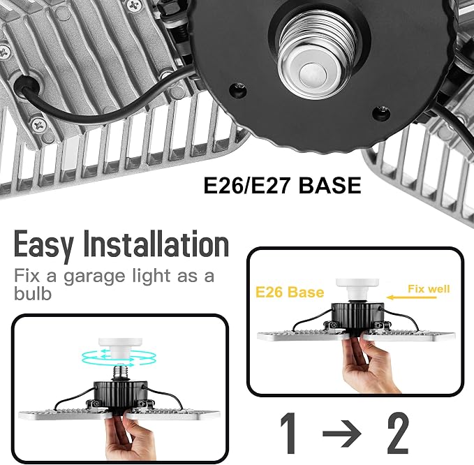 2-Pack Deformable LED Garage Ceiling Lights, 9000 Lumens, 82W CRI 80, - Image 7