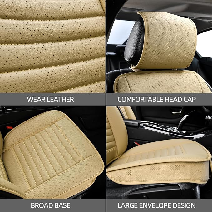 Universal Leather Car Seat Covers Full Set, Car Seat Cushion Covers Protector - Image 5