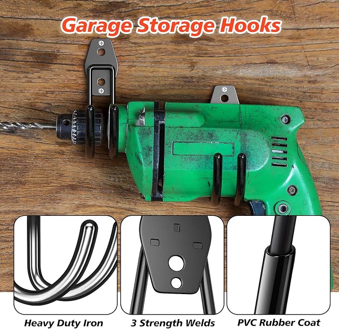 4 Pack 5.5x4.1 inch J Heavy Duty Garage Hooks, Solid Steel Wall Mount Hangers - Image 3