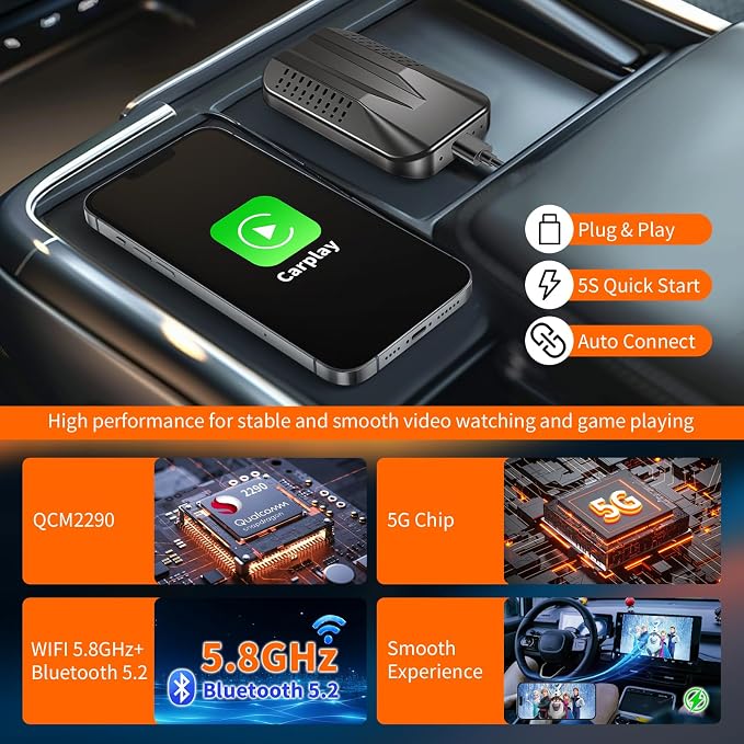 Wireless Carplay & Android Auto Adapter, 2025 Upgrade Carplay Ai Box Support - Image 7