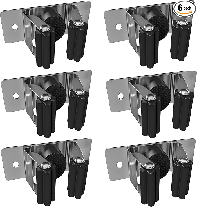 Self Adhesive Broom and Mop Holder Wall Mounted – SUS304 Stainless Steel 2-Slot by SAYONEYES