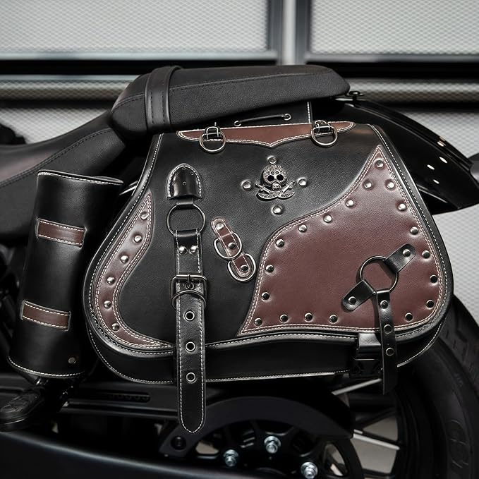 Motorcycle Saddlebags, 30L Leather Waterproof Side Saddle Bags - Image 6