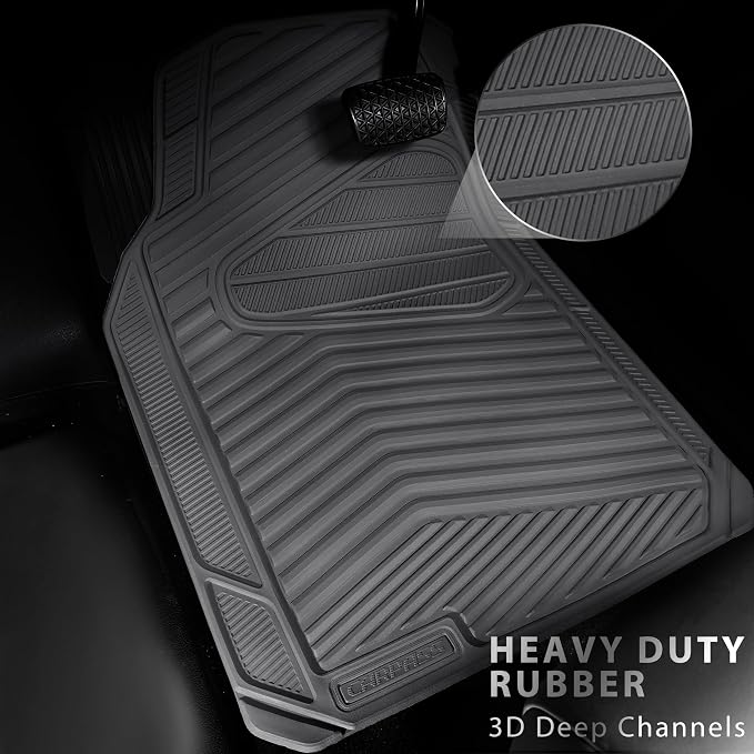 CAR PASS Rubber Car Mats, Car Floor Mats All Weather, Car Mat Full Set 3 Piece - Image 2