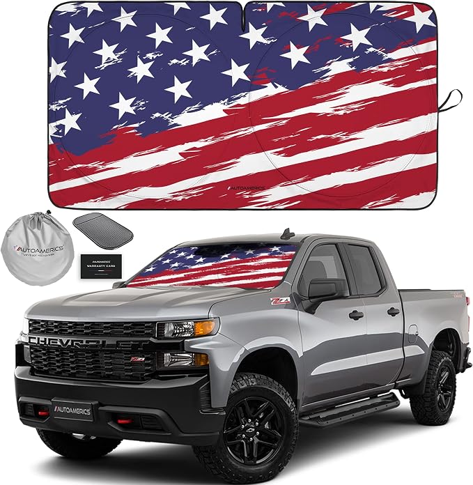 Autoamerics 1-Piece Windshield Sun Shade USA Art Flag by AutoamericsUS