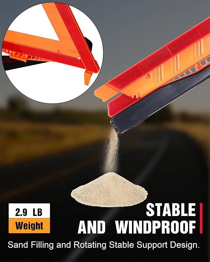 12 Pack Warning Triangle DOT Approved, Foldable Emergency Safety Reflective - Image 3