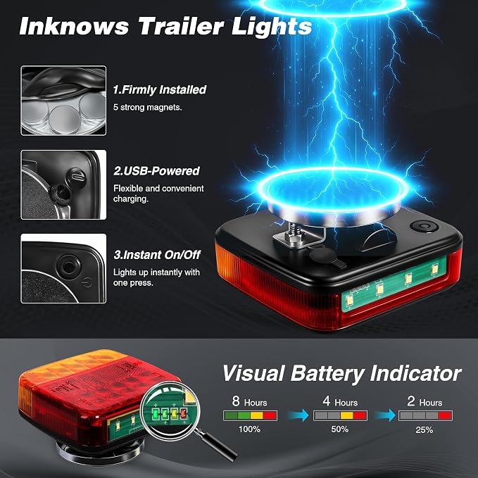 Wireless Magnetic Trailer Lights – Rechargeable LED Trailer Light Kit - Image 6