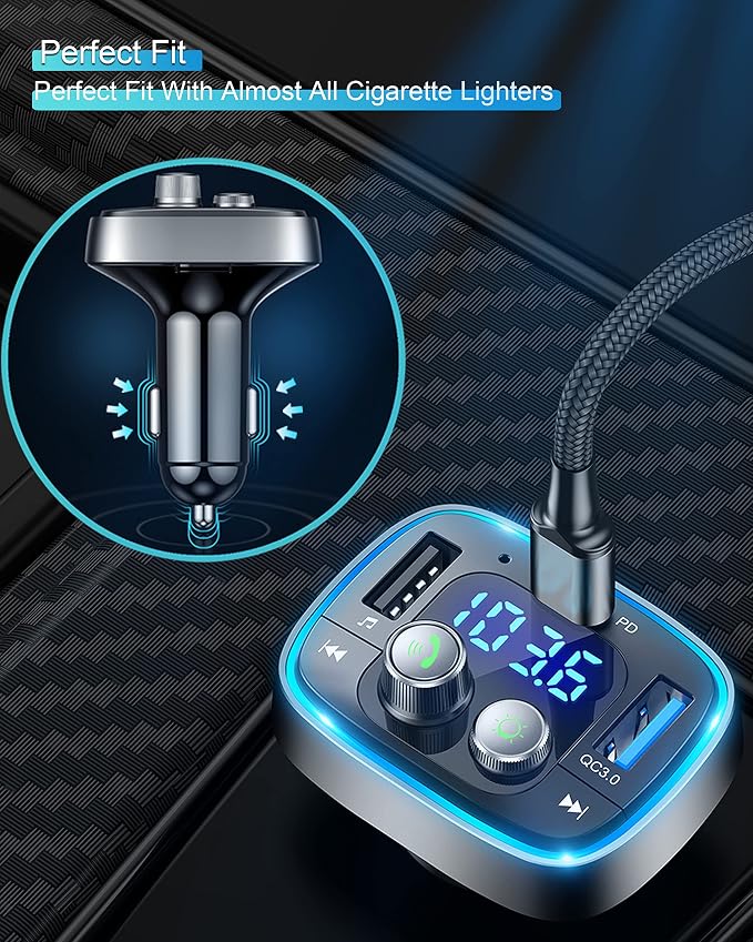 LIHAN USB C Bluetooth Adapter for Car, AUX Wireless FM Radio Transmitter - Image 5