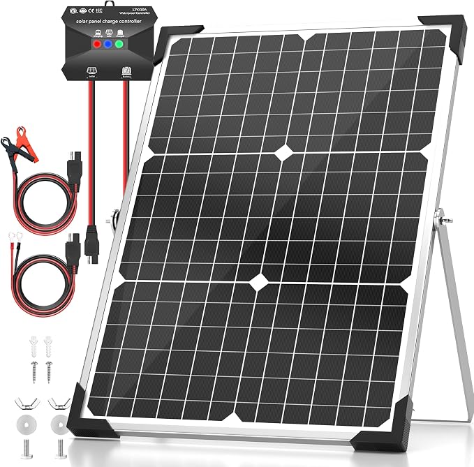 Solar Panel Kit 30W 12V, Solar Battery Trickle Charger Maintainer, Waterproof by Voltset
