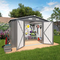 10x8x6.4FT Outdoor Storage Shed, Galvanized Steel Garden Shed by Vigohuseeo
