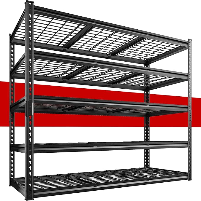 REIBII 55" W Garage Shelving, Heavy Duty Storage Shelves Load 3000LBS, 5 Tier by REIBII