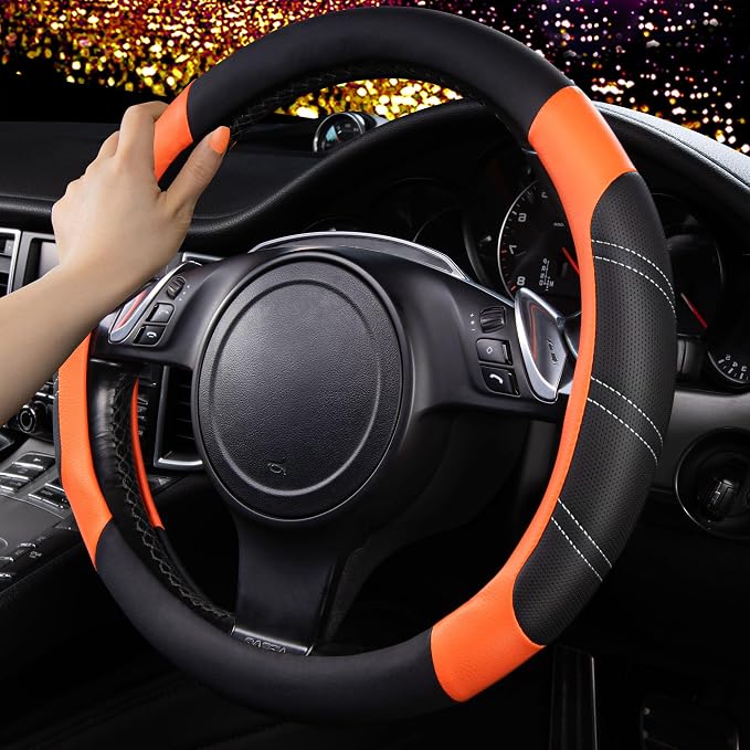 CAR PASS Line Rider Microfiber Leather Sporty Steering Wheel Cover Universal - Image 2