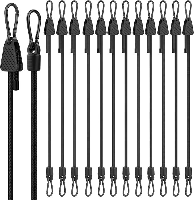 Bungee Cords with Hooks, Upgrade 60 inch Adjustable Bungee Cords with Carabiner by Rugtol