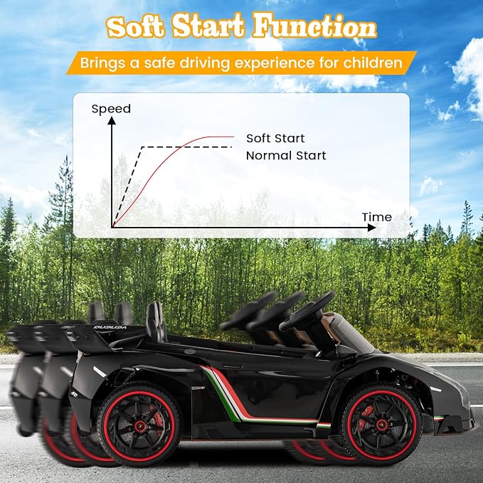 Costzon Ride on Car, Lamborghini Licensed 12V Battery Powered 4WD Sports Car - Image 8