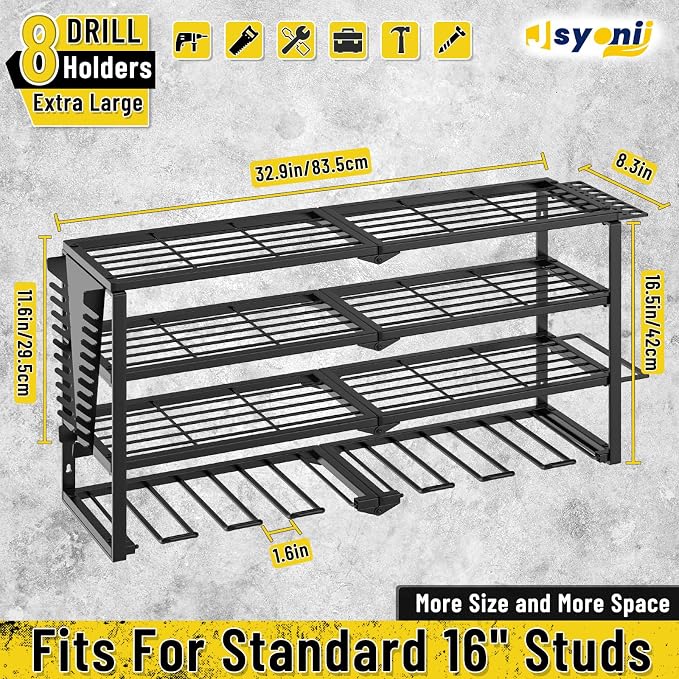 Heavy Duty Power Tool Organizer Wall Mount, Cordless Drill Hanger Storage Rack - Image 2