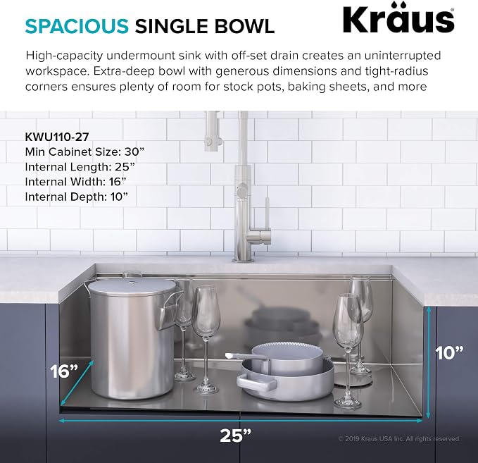 KRAUS Kore Workstation 27-inch Undermount 16 Gauge Stainless Kitchen Sink - Image 3