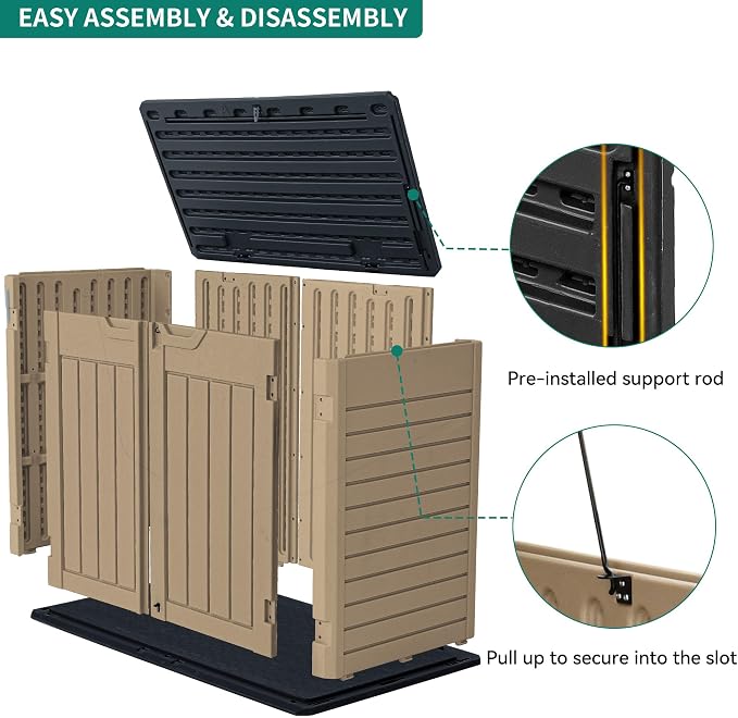 YITAHOME Outdoor Resin Storage Sheds, 39 in Height Lockable Waterproof - Image 5