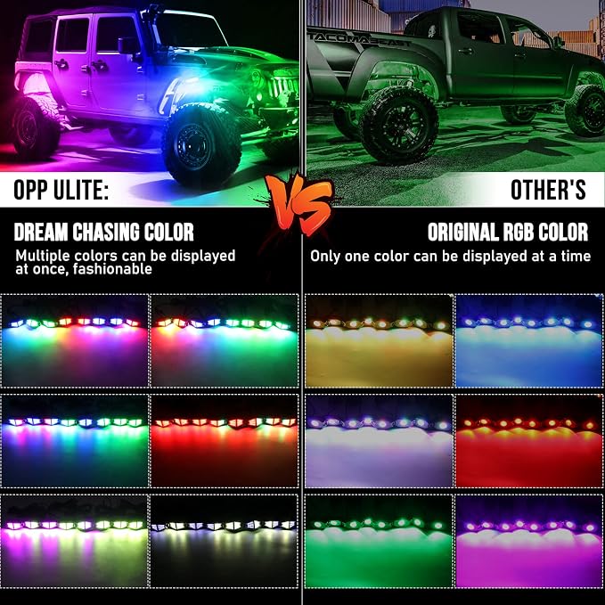 OPP ULITE Dream Chasing Color Led Rock Lights, 210° Luminous RGB & Pure White - Image 4