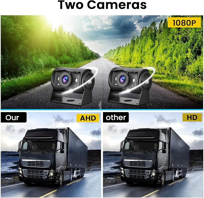Hikity Dual Backup Camera Monitor Kit, Plug & Play, Night Vision, Wide Angle - Image 2