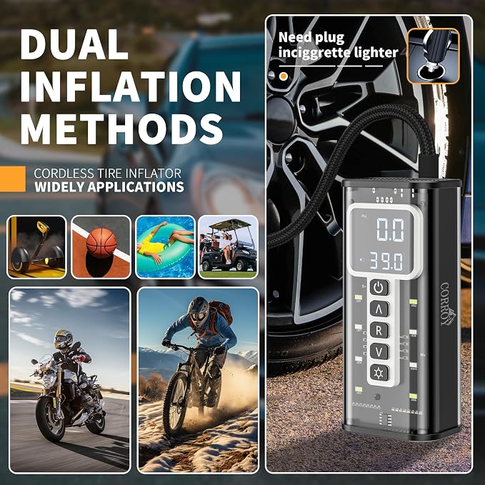 Tire Inflator Portable Air Compressor – 20000mAh Battery, 150PSI Cordless Bike - Image 7