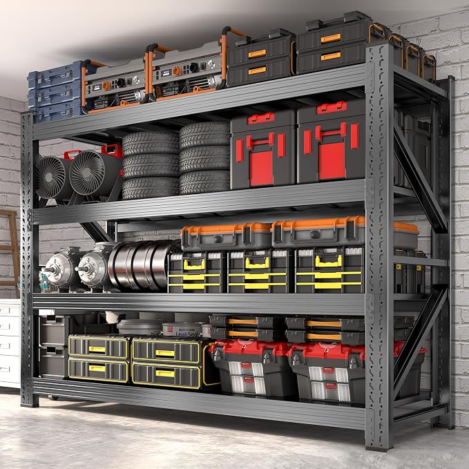 Metal Garage Shelving Unit, Heavy Duty 4-Tier Adjustable Storage Rack, 6000 LBS by Koestem
