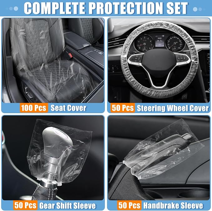 MYFAMIREA 250 PCS Disposable Car Seat Covers Clear Plastic Vehicle Seat - Image 5