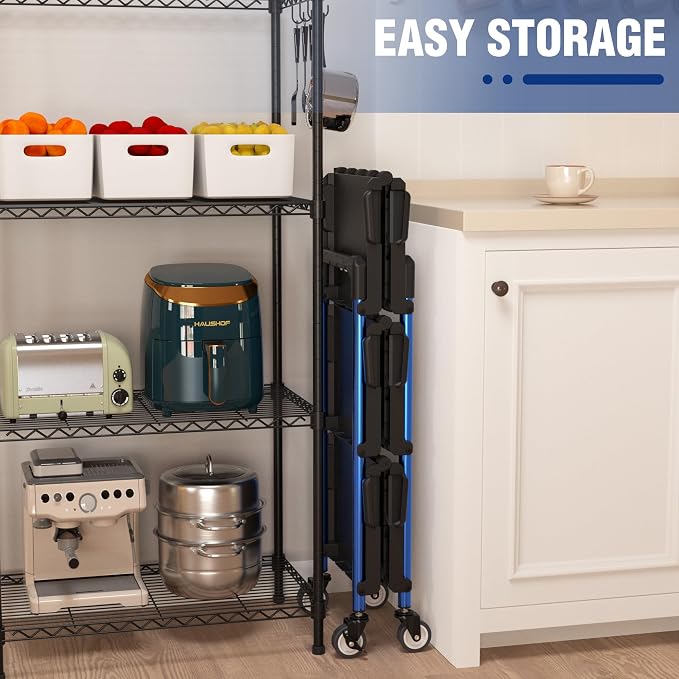 WORKPRO 3-Tier Collapsible Service Cart, 210 LBS Foldable Utility Service Cart - Image 6