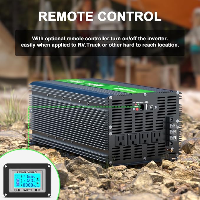 5600W Power Inverter, Peak Power 11200W 12V DC to AC 110120V, Remote Control - Image 3