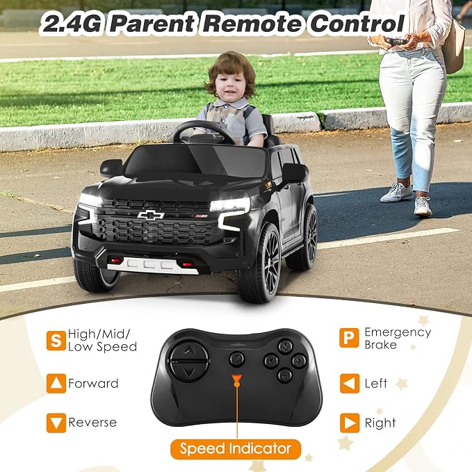 HONEY JOY Ride On Truck, 12V Licensed Chevrolet Tahoe, Chevy Electric Vehicle - Image 5