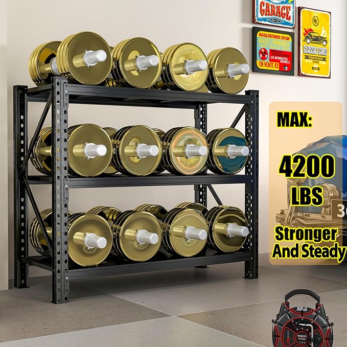 4200LBS Metal Garage Shelving, Strong Load Bearing Heavy Duty Shelves, - Image 2
