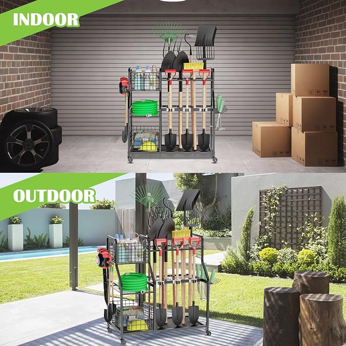 Garden Tool Organizer for Garage, 3 Tier Utility Yard Tool Organizer and - Image 5