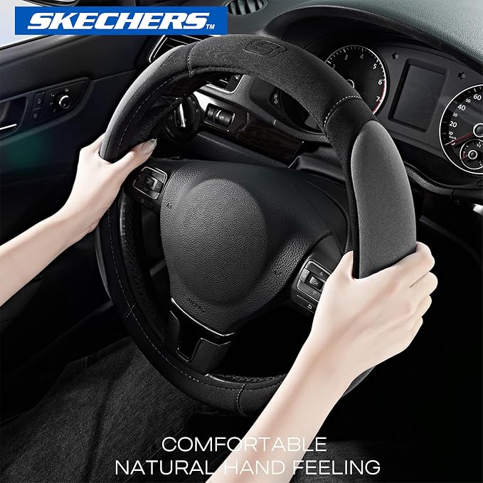 Skechers Steering Wheel Cover, 14.5-15 Inch Universal Memory Foam Car Steering - Image 2