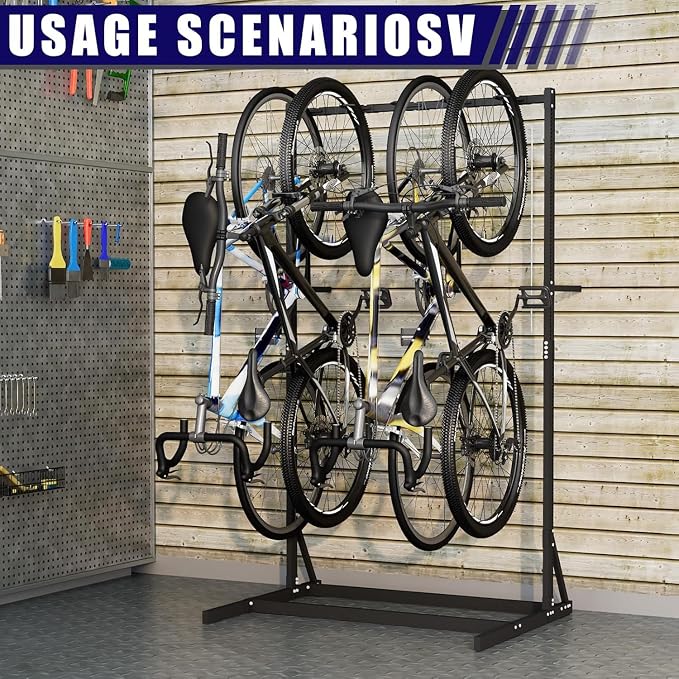 Freestanding Bike Storage Rack, Vertical Bike Holder Holds Up to 5 Bikes - Image 2