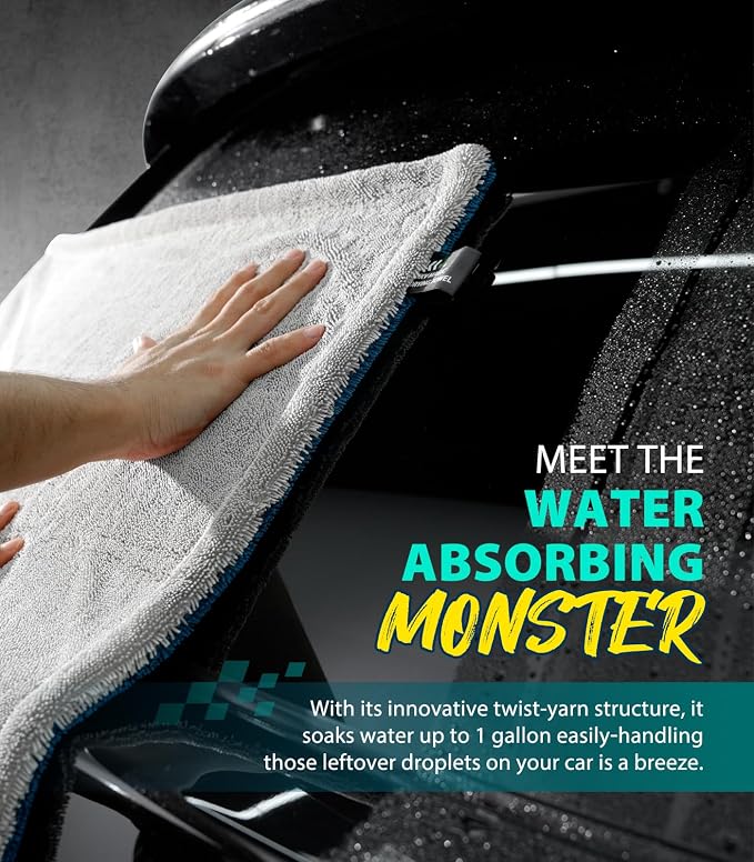 KKV Full-Sized SUV Drying Towel, 48”x24” Dual Sided Microfiber Car Cleaning - Image 3