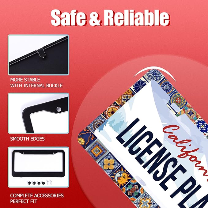 Personalise Mexican Tiles License Plate Frames Mandala Boho License Plate Frame - Image 2