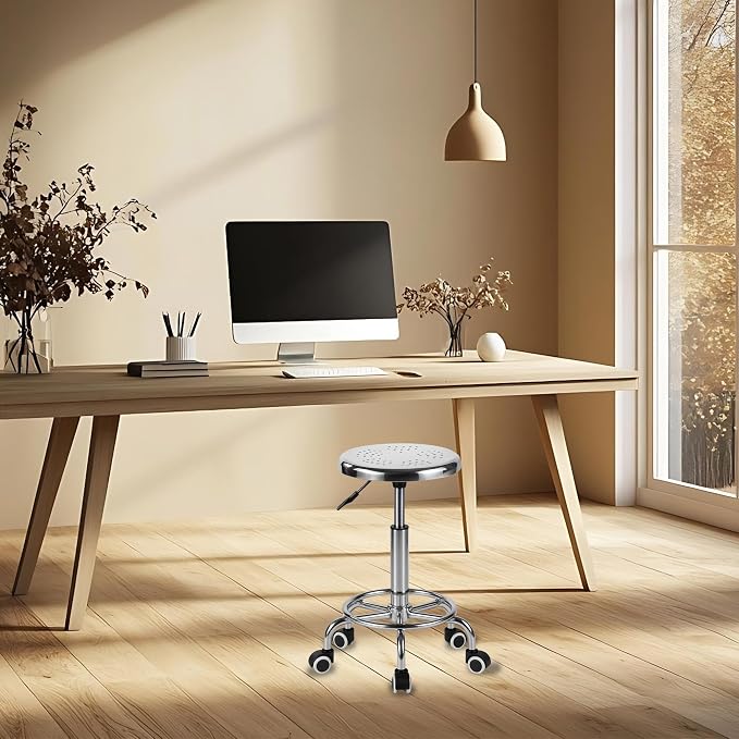 Rolling Stool, Stainless Steel Workbench, Adjustable Swivel Stool Medical 5 - Image 2