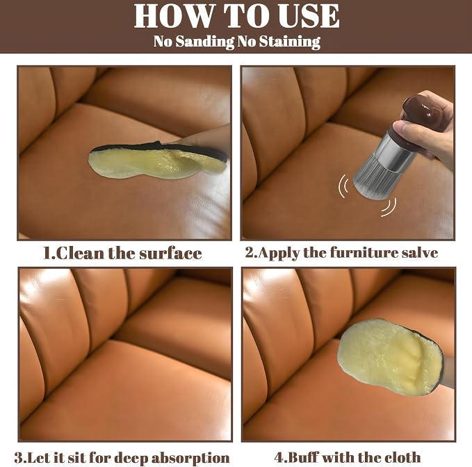 Salve Brush for Furniture, Leather&Wood Care Cleaning Brush w/Glove, Furniture - Image 4