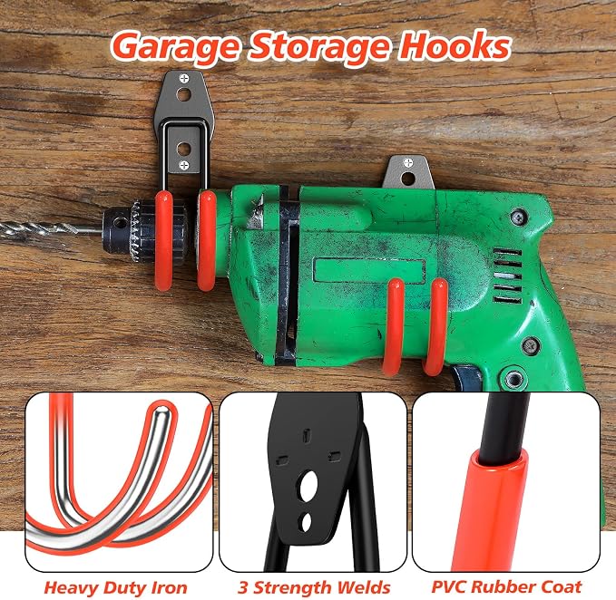 8 Pack 5.5x4.1 inch J Heavy Duty Garage Hooks, Solid Steel Wall Mount Hangers - Image 3