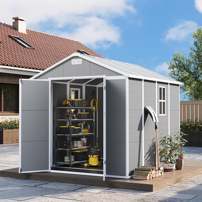 UDPATIO Outdoor Storage Shed 8 x 8 FT, Resin Garden Sheds Plastic Patio Outdoor - Image 8